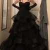 Custom a line sweetheart ruffles ball gown prom dresses for evening party