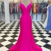Custom womens trumpet mermaid spandex v neck floor length long prom dresses