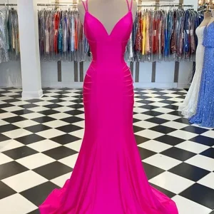 Custom womens trumpet mermaid spandex v neck floor length long prom dresses