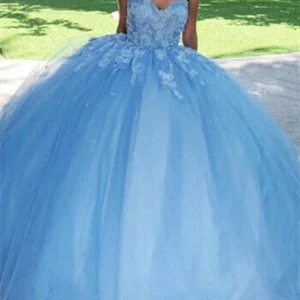 Custom womens ball gown tulle sweetheart sweep brush train long prom dresses