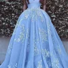 Custom womens ball gown tulle off the shoulder floor length long prom dresses