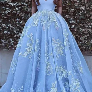Custom womens ball gown tulle off the shoulder floor length long prom dresses