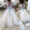 Custom a line princess tulle girl dresses with applique