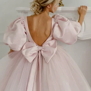 Custom a line princess girl dresses with bowknot beading