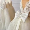 Custom ball gown scoop flower girl dresses with bowknot