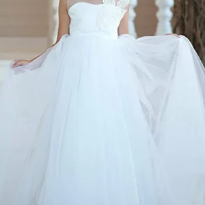 Custom a line princess illusion neck flower girl dresses with bowknot