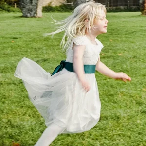 Custom a line princess scoop flower girl dresses with lace