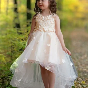Custom a line princess scoop flower girl dresses with applique