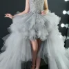 Custom a line princess asymmetrical high low flower girl dresses with applique