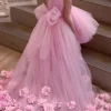 Custom a line princess tulle floral flower girl dresses with bowknot