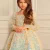 Custom ball gown princess long sleeves sequins little girl dresses