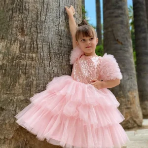 Custom ball gown princess sequins little girl party dresses