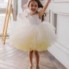 Custom ball gown ombre tulle flower girl dresses with ruffles