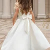 Custom a line princess satin flower girl dresses with bowknot
