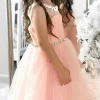 Custom a line princess tulle flower girl dresses with pleated
