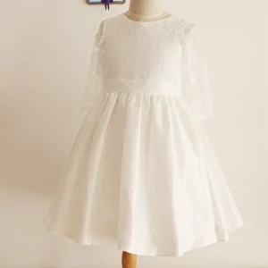 Custom a line princess taffeta flower girl dresses with bowknot