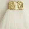 Custom a line princess tulle flower girl dresses with sequins
