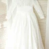 Custom a line princess lace flower girl dresses with sash