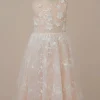 Custom a line princess scoop flower girl dresses with applique
