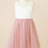 Custom a line princess v neck flower girl dresses with bow