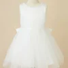 Custom ball gown scoop flower girl dresses with bow