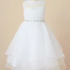 Custom ball gown scoop flower girl dresses with sash