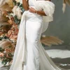 Custom trumpet mermaid off the shoulder wedding dress