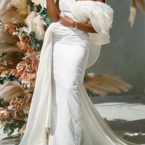 Custom trumpet mermaid off the shoulder wedding dress