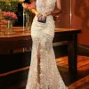 Custom trumpet mermaid v neck floor length wedding dress