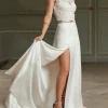Custom sheath column halter floor length wedding dress