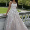 Custom ball gown spaghetti straps floor length wedding dress