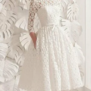 Custom a line princess scoop knee length wedding dress