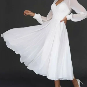 Custom a line princess v neck tea length wedding dress