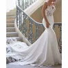 Custom trumpet mermaid v neck floor length wedding dress