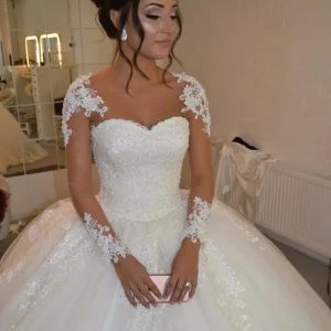 Custom ball gown sweetheart floor length wedding dress