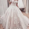 Custom ball gown off the shoulder floor length wedding dress