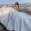 Custom ball gown v neck floor length wedding dress