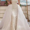 Custom ball gown strapless floor length wedding dress