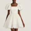 Custom a line princess square mini wedding dress