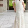 Custom trumpet mermaid off the shoulder plus size wedding dress with applique