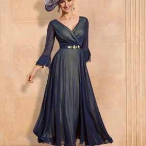 Custom a line princess v neck ankle length mother of the bride dresses with belt