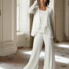 Custom chiffon long sleeves mother of the bride pantsuits with jacket
