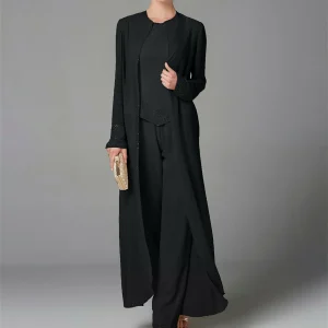 Custom chiffon long sleeves mother of the bride pantsuits with jacket sequins