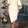 Custom sheath column mother of the bride dresses with ruffles