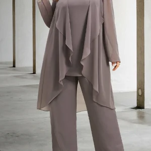 Custom chiffon mother of the bride pantsuits with jacket