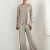 Custom chiffon long sleeves mother of the bride pantsuits