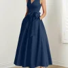 Custom a line princess v neck ankle length mother of the bride dresses with pockets
