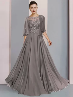 Custom a line princess scoop floor length mother of the bride dresses