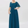 Custom a line princess square neck floor length mother of the bride dresses