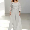 Custom chiffon square neck mother of the bride pantsuits with jacket